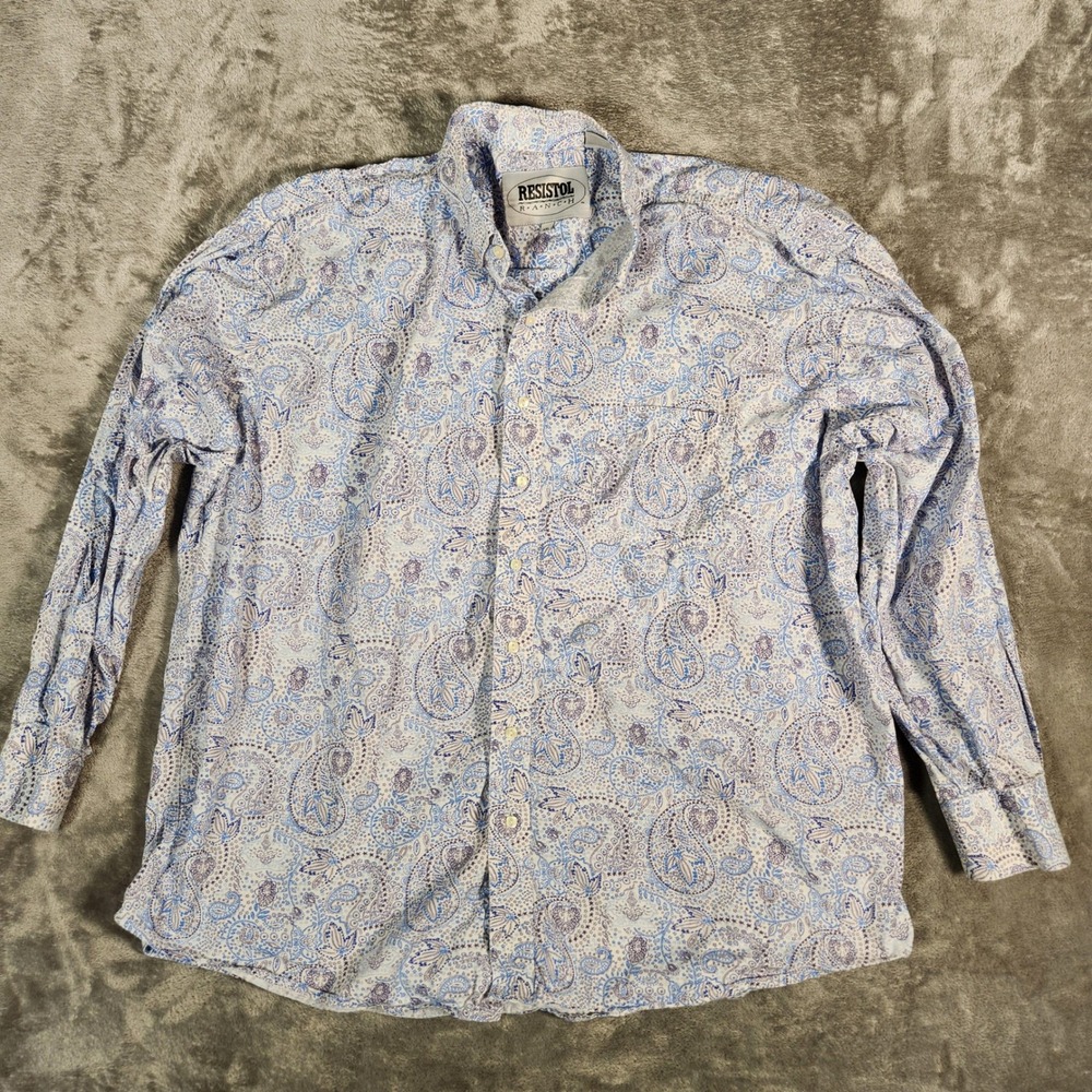 RESISTOL RANCH Shirt Mens XXL Paisley Print Long Sleeve Button Down‎ Western